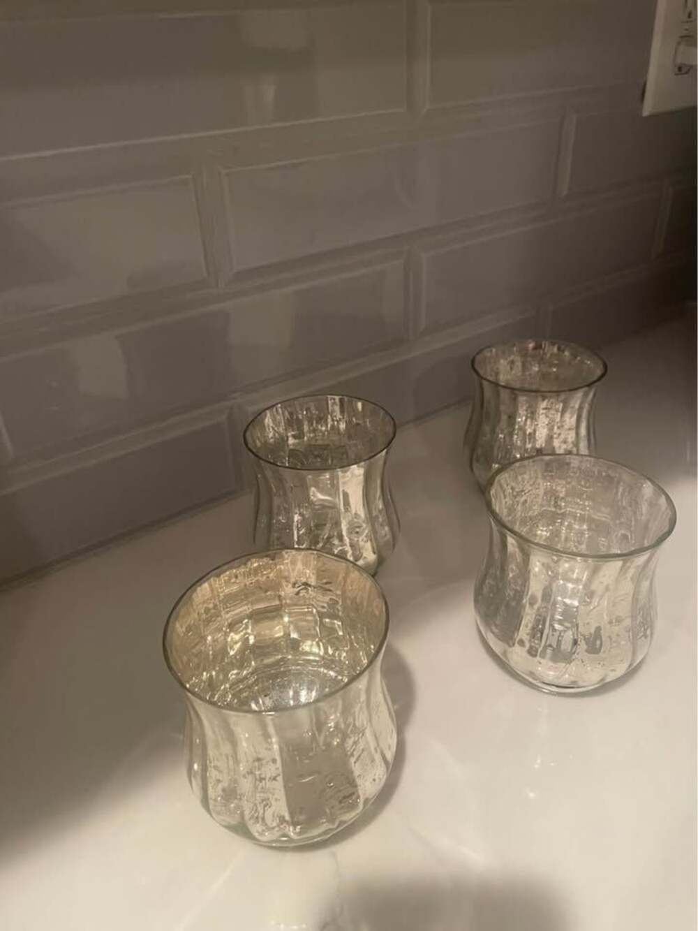 $12 OBO Vintage Mercury Venus Jars Glass Votive candle holders set of 4